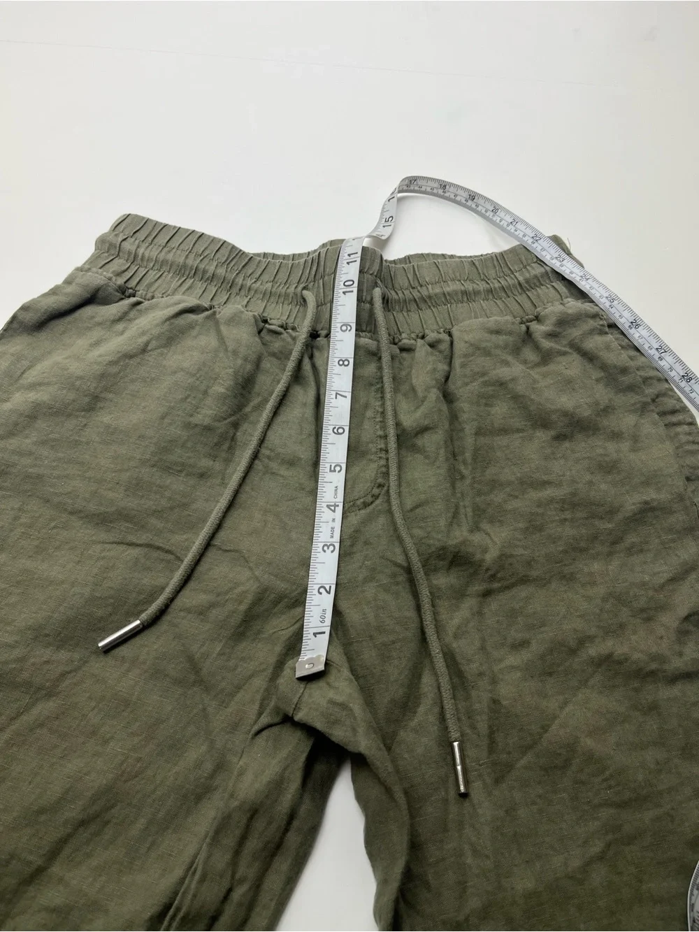 Quince 100% European Linen Wide Leg Pants Bayberry Green Womens Small Pull-on